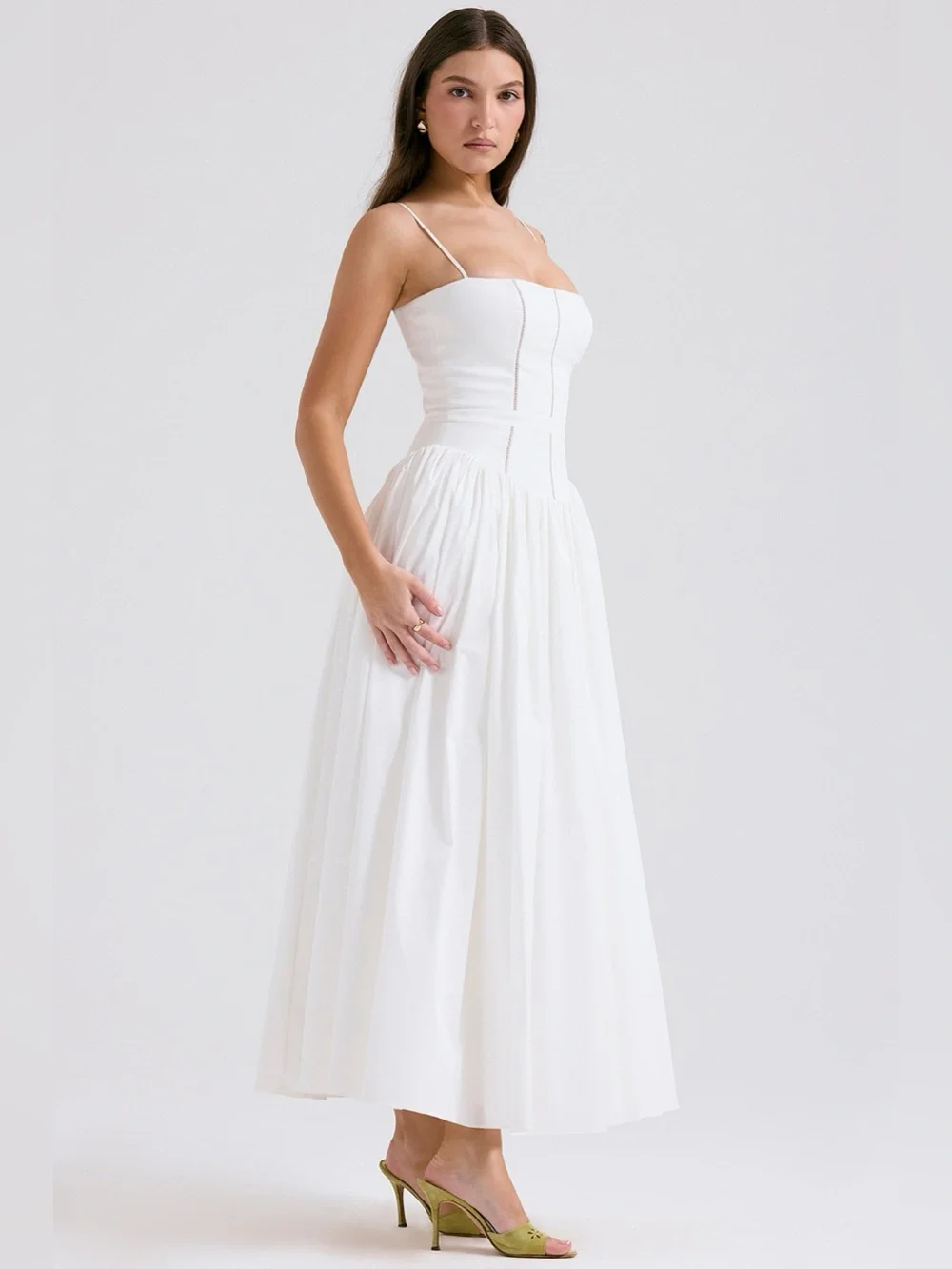 House of CB YSABELLA White Cotton Maxi Sundress, Size Medium, $299 - Picture 6 of 15